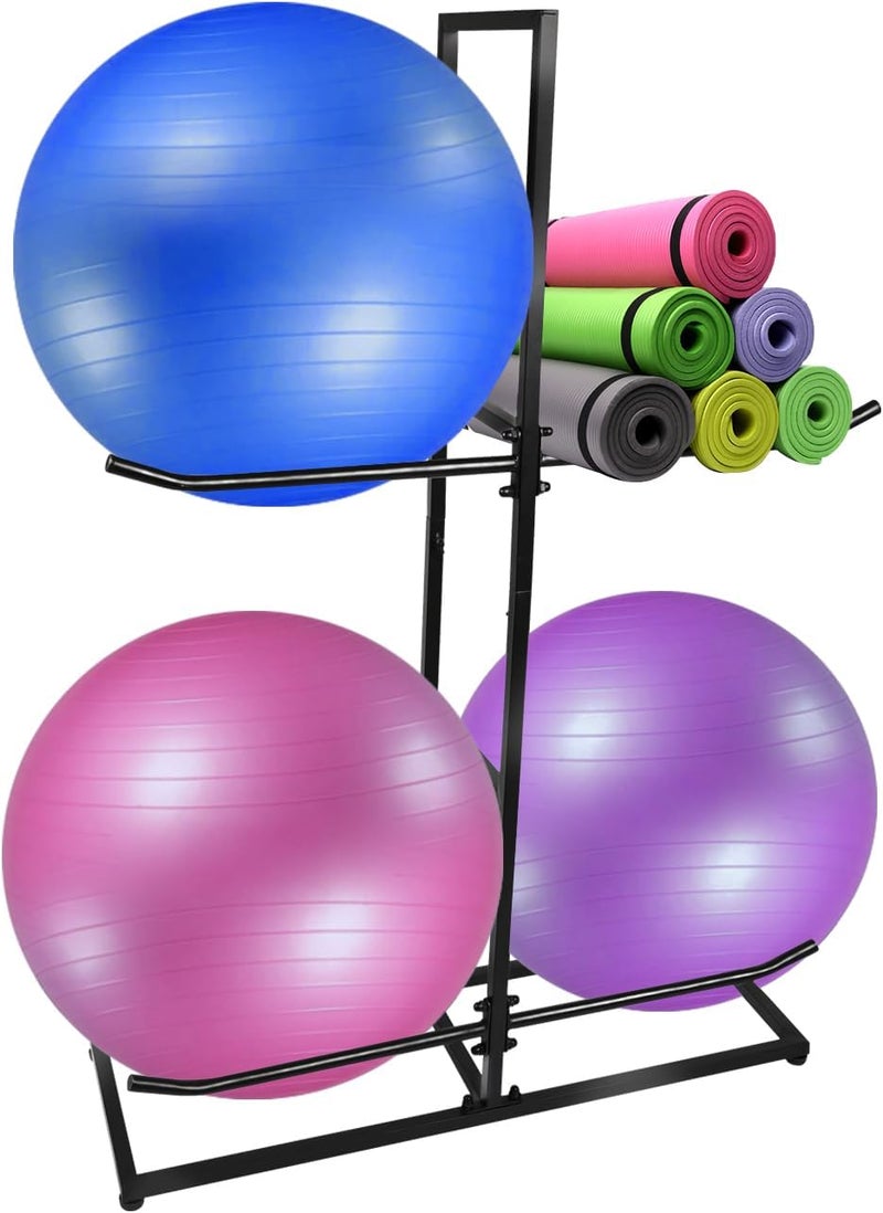 MANNIFEN Exercise Ball Holder,Stability Ball Rack, Exercise Ball and Balance Ball Storage Racks Suitable for Yoga Ball Stability Ball Yoga Mats Home and Commercial Gym ﻿ - Image 1